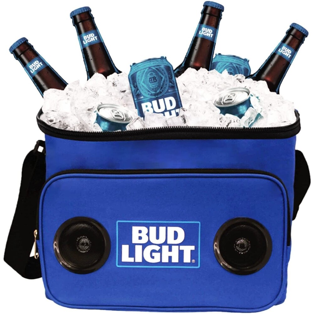 Bud Light Cooler With Built in Bluetooth Speakers Leakproof 24 Can Capacity